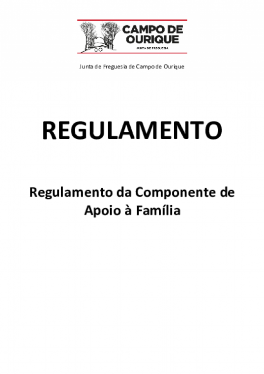 Consulta Pública do Projeto de alteração do Regulamento da Componente de Apoio à Família